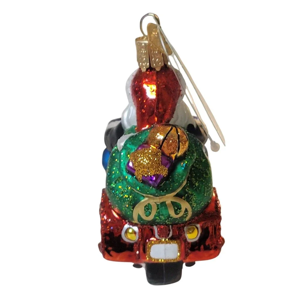NWT Old World Christmas Biker Santa (40313) Glass Ornament Motorcycle